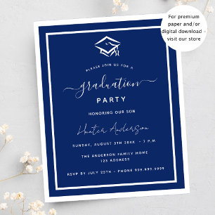 Invitation à la fête de remise de diplômes bleu ma