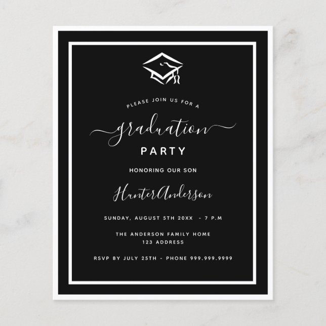 Invitation à la fête de remise de diplômes en noir (Devant)