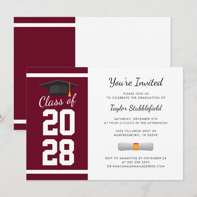Invitation à la fête de remise des diplômes 2026 (Devant / Derrière)