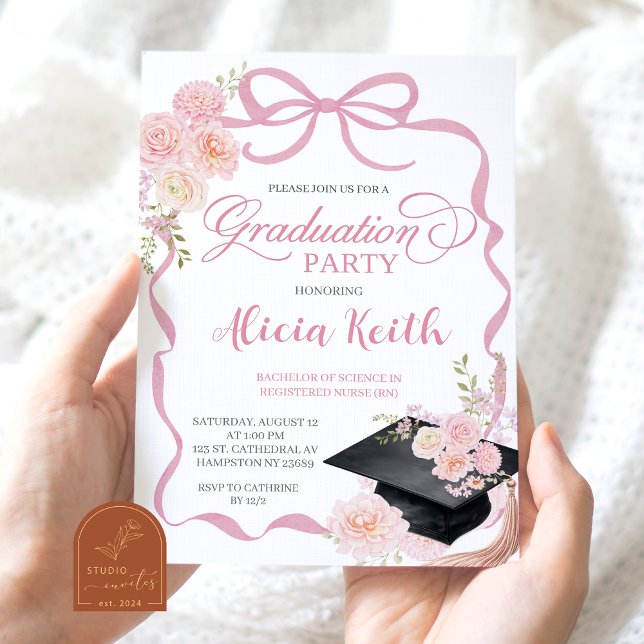 Invitation à la fête de remise des diplômes Blush  (Créateur téléchargé)