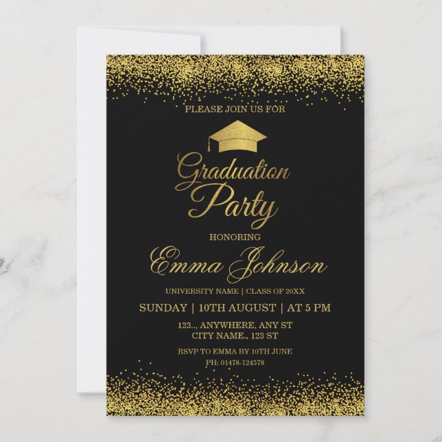 Invitation à la fête de remise des diplômes en noi (Devant)