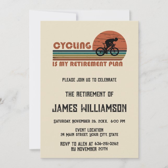 Invitation à la fête de retraite de cyclisme (Devant)