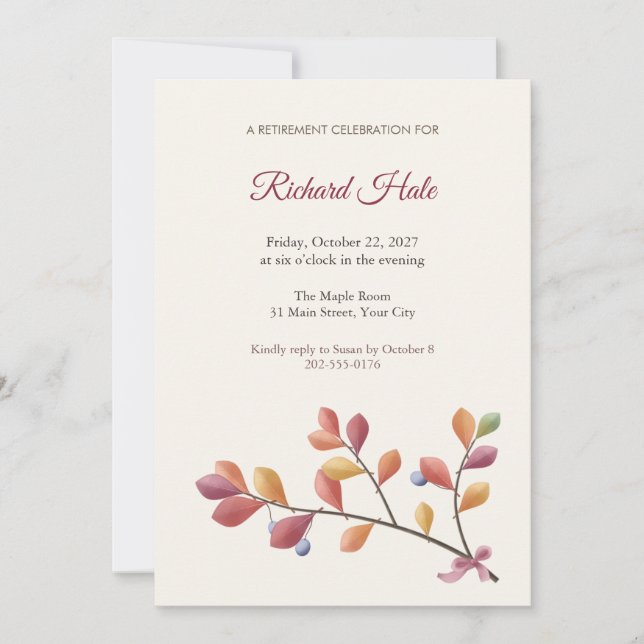 Invitation à la fête de retraite de la branche d'A (Devant)