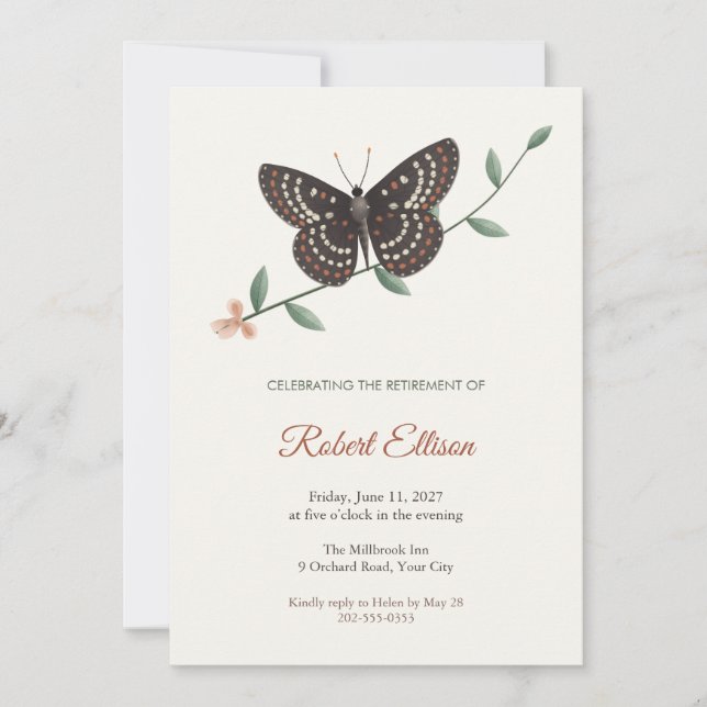 Invitation à la fête de retraite de la papillon à  (Devant)
