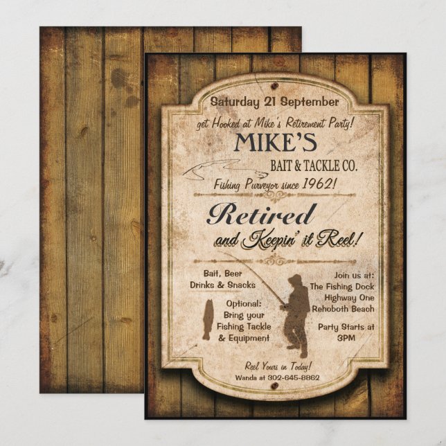 Invitation à la fête de retraite de pêche (Devant / Derrière)