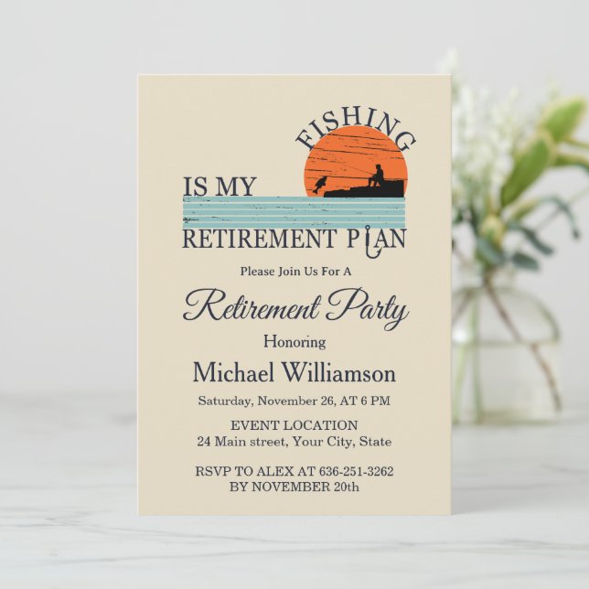 Invitation à la fête de retraite de pêche (Debout devant)