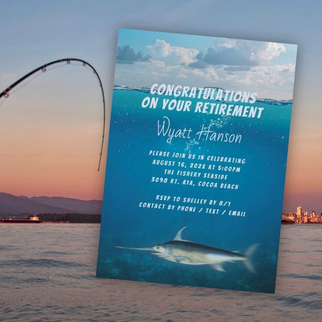 Invitation à la fête de retraite de pêche Espadon (Créateur téléchargé)