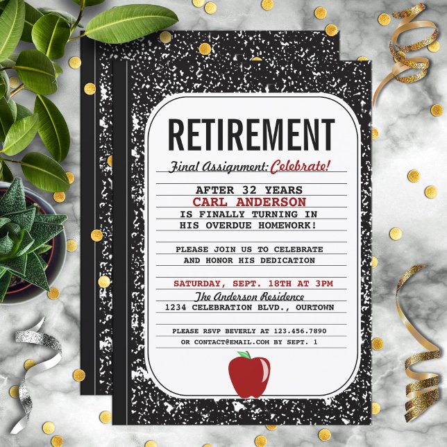 Invitation à la fête de retraite du cahier de comp (Créateur téléchargé)