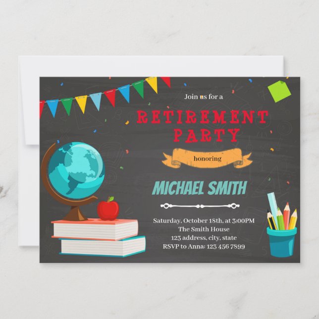 Invitation à la fête de retraite d'un enseignant (Devant)