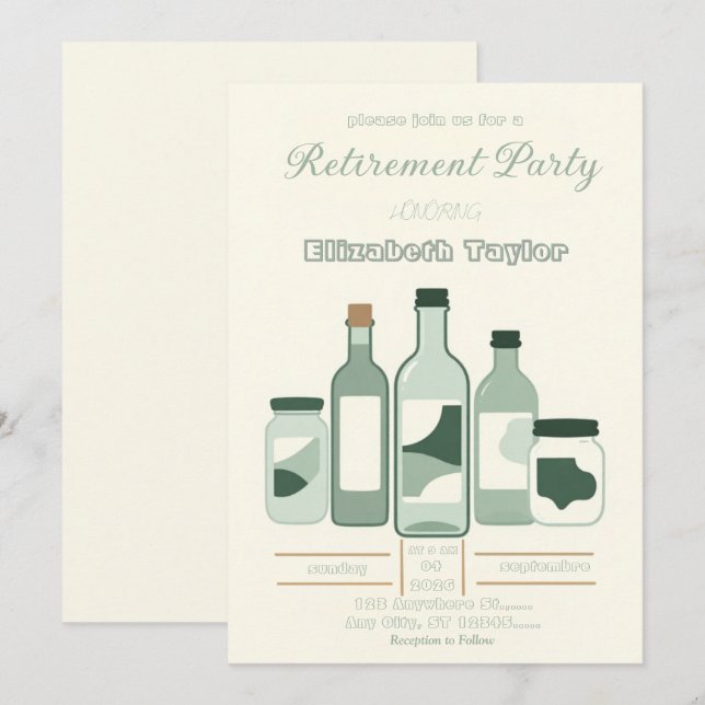 Invitation à la fête de retraite d'un pharmacien (Devant / Derrière)