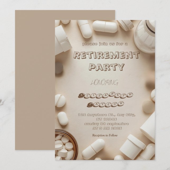 Invitation à la fête de retraite d'un pharmacien (Devant / Derrière)