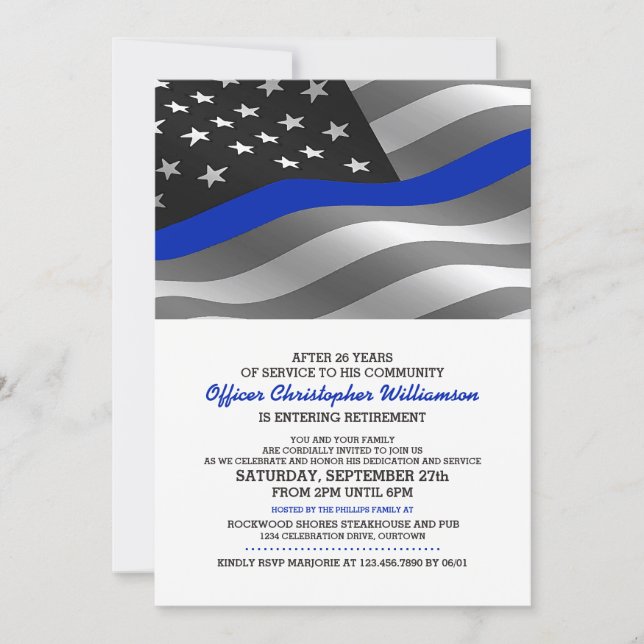 Invitation à la fête de retraite d'un policier (Devant)