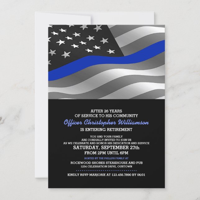 Invitation à la fête de retraite d'un policier (Devant)