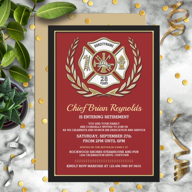 Invitation à la fête de retraite d'un pompier (Créateur téléchargé)