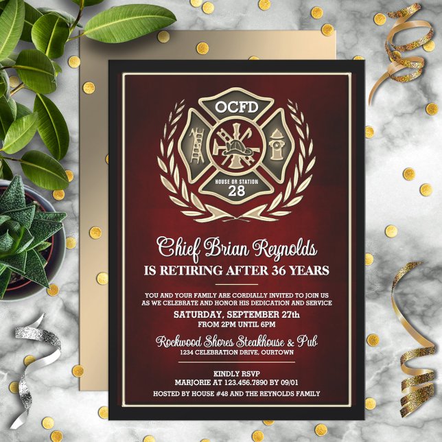 Invitation à la fête de retraite d'un pompier (Créateur téléchargé)