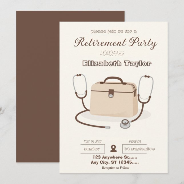 Invitation à la fête de retraite d'un vétérinaire (Devant / Derrière)