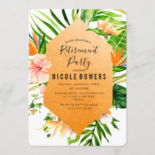 Invitation à la fête de retraite Florale Tropicale