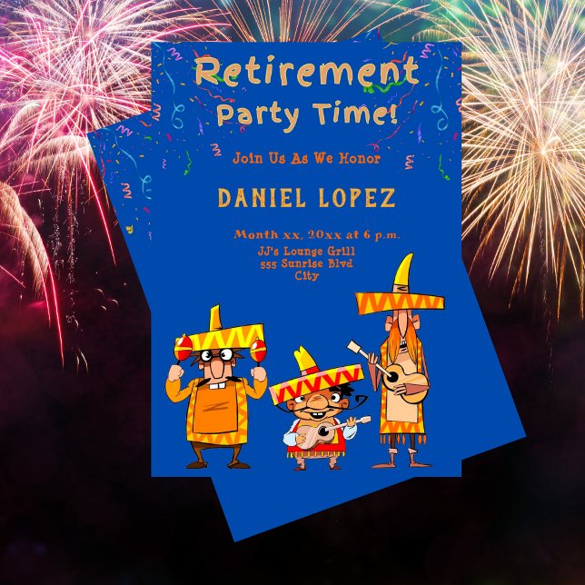 Invitation à la fête de retraite Fun Fiesta (Funny Retirement Party Invitation Fiesta)