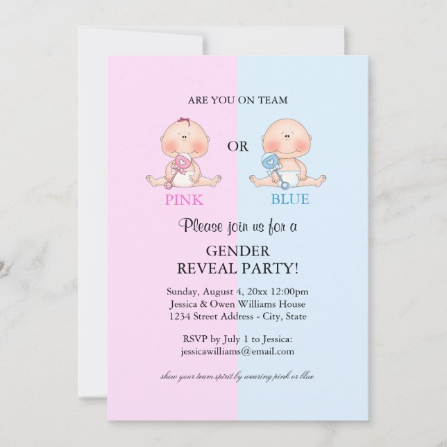Invitation à la fête de révélation du sexe - Rose  (Devant)