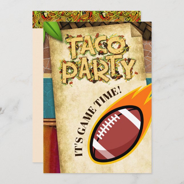 Invitation à la fête de tacos de football (Devant / Derrière)