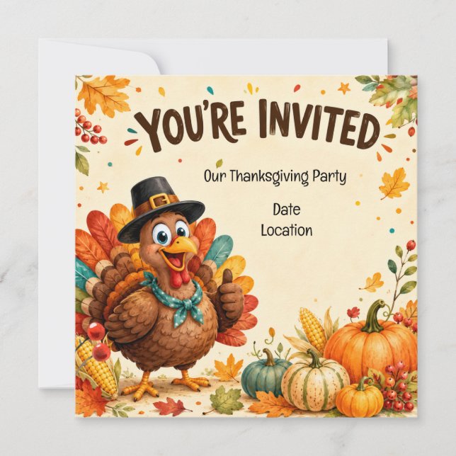Invitation à la fête de Thanksgiving (Devant)