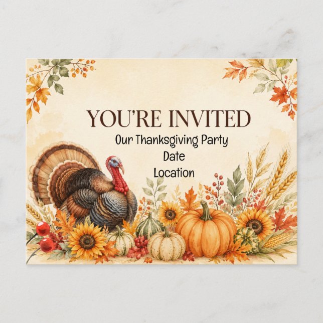 Invitation à la fête de Thanksgiving (Devant)