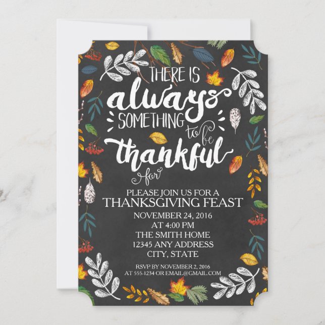 Invitation à la fête de Thanksgiving (Devant)