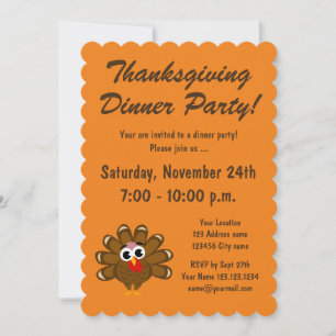 Invitation à la fête de Thanksgiving avec dinde