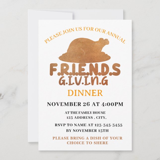 Invitation à la fête de Thanksgiving entre amis en (Devant)