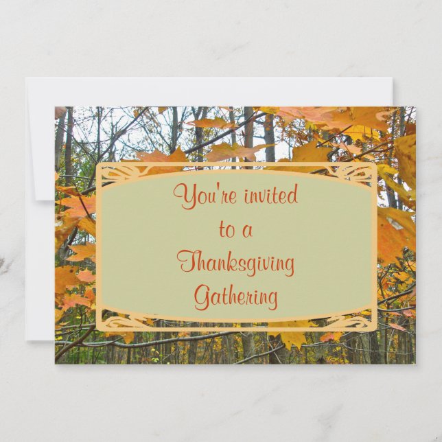 Invitation à la fête de Thanksgiving Feuillage d'é (Devant)