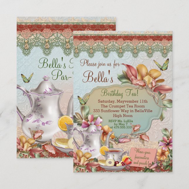 Invitation à la fête de thé dans le jardin (Devant / Derrière)