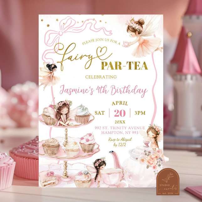 Invitation à la fête de thé de la fée rose (Créateur téléchargé)