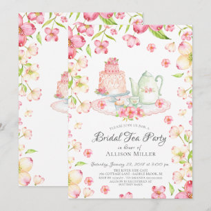 Invitation à la fête de thé de la nuptiale rose Da
