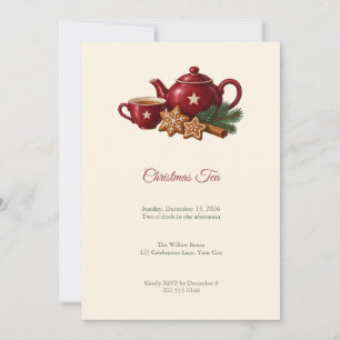 Invitation à la fête de thé de Noël au pain d'épic