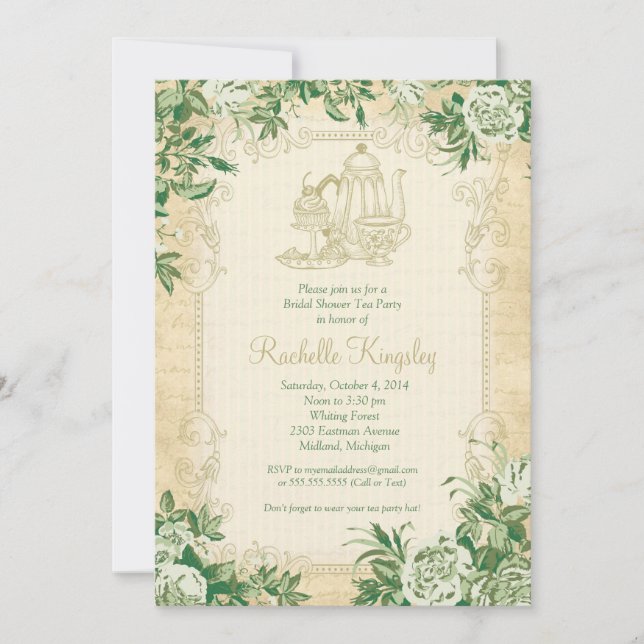 Invitation à la fête de thé vintage (Devant)