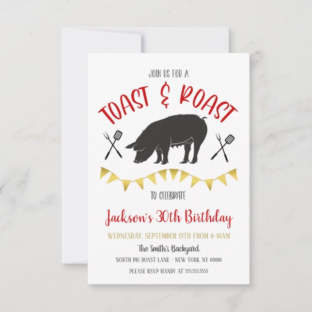Invitation à la fête de toast et de rôti de porc (Devant)