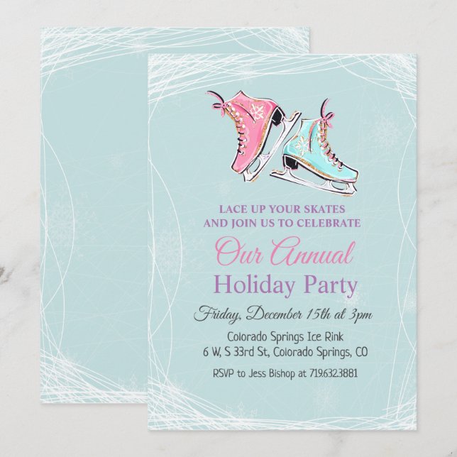 Invitation à la fête de vacances de patinage sur g (Devant / Derrière)