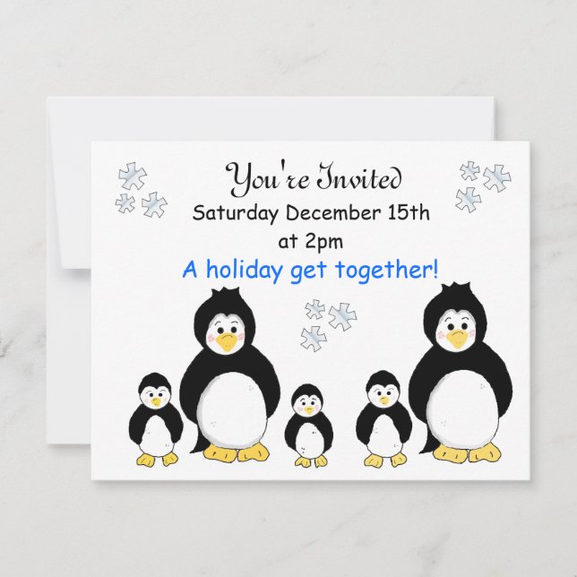 Invitation à la fête de vacances des pingouins (Devant)