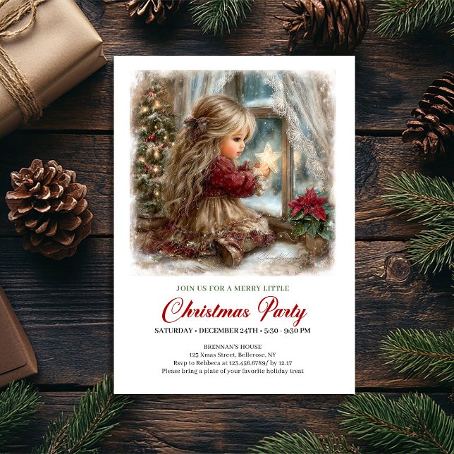 Invitation à la fête de vacances Fille mignonne Co (Holiday Party Invite Cute Girl Winter Scene Design)