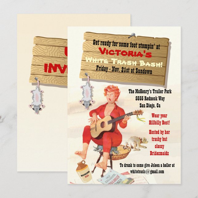 Invitation à la Fête de White Trash (Devant / Derrière)