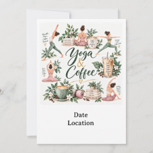 Invitation à la fête de yoga et de café