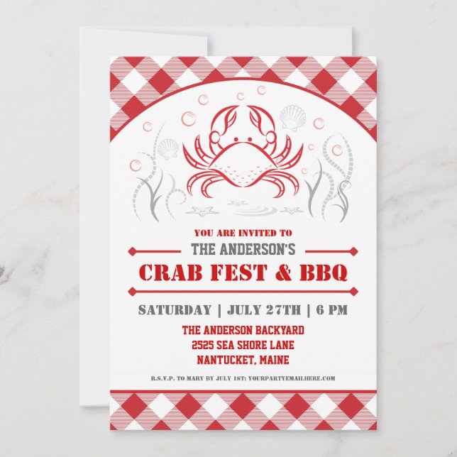 Invitation à la fête d'ébullition de crabe d'été e (Devant)
