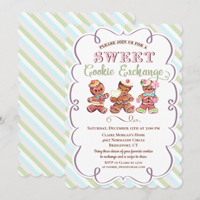 Invitation à la fête d'échange de biscuits de Noël (Devant / Derrière)