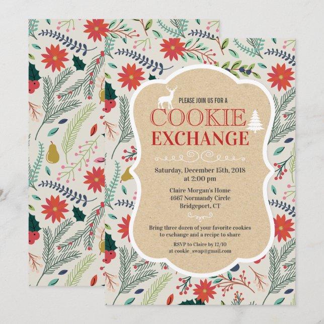 Invitation à la fête d'échange de biscuits de Noël (Devant / Derrière)