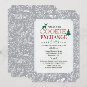 Invitation à la fête d'échange de biscuits de Noël