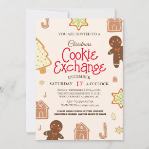 Invitation à la fête d'échange de biscuits de Noël