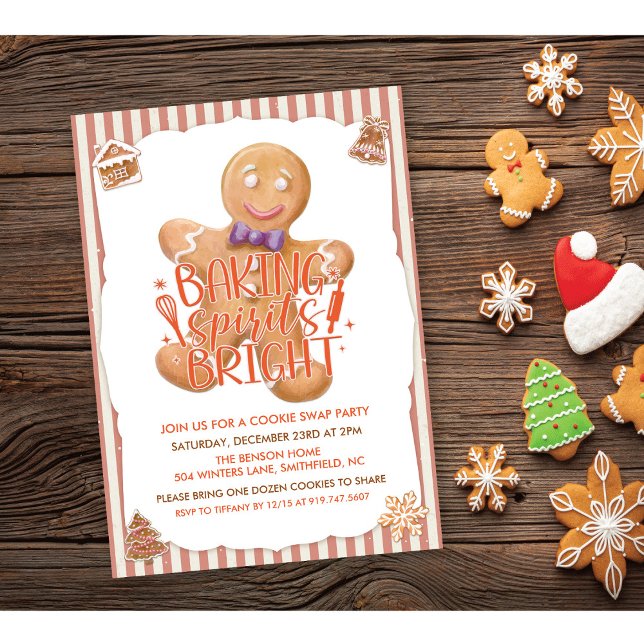 Invitation à la fête d'échange de biscuits vintage (Créateur téléchargé)