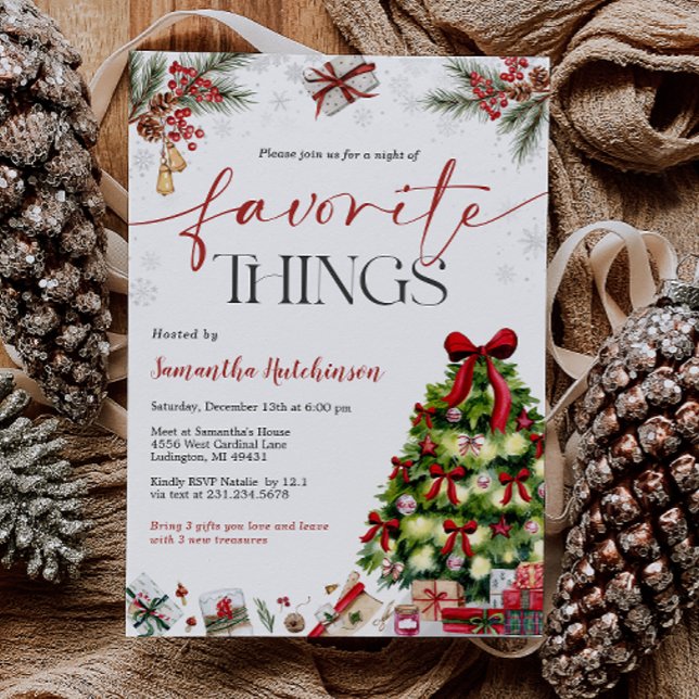 Invitation à la fête d'échange de cadeaux des chos (Favorite Things Gift Exchange Party Invite
)