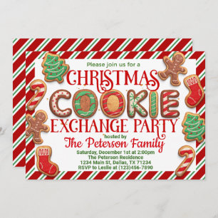 Invitation à la fête d'échange de cookies de Noël