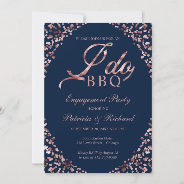 Invitation à la fête d'engagement Blue I DO BBQ (Devant)